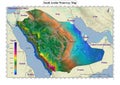 The 3D illustration of the Waterways of the Kingdom of Saudi Arabia and the Reliefs