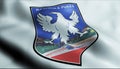 3D Waving Albania City Flag of Puke Closeup View