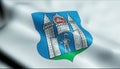 3D Waving Belarus City Flag of Mogilev Closeup View