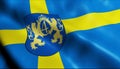 3D Render Waving Sweden City Flag of Kungsbacka Closeup View Royalty Free Stock Photo