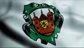 3D Waving Germany City Coat of Arms Flag of Burgstadt Closeup View Royalty Free Stock Photo
