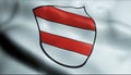 3D Waving Germany City Coat of Arms Flag of Landau an der Isar Closeup View
