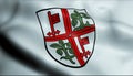 3D Waving Germany City Coat of Arms Flag of Mayen Closeup View