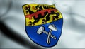 3D Waving Germany City Coat of Arms Flag of Mechernich W Closeup View Royalty Free Stock Photo