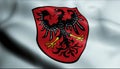 3D Waving Germany City Coat of Arms Flag of Neumarkt in der Oberpfalz Closeup View