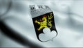 3D Waving Germany City Coat of Arms Flag of Stromberg Closeup View Royalty Free Stock Photo