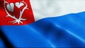 3D Render Waving Czech City Flag of Nova Paka Closeup View