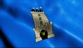 3D Render Waving Czech Region Flag of Vysocina Closeup View