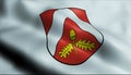3D Waving Denmark City Flag of Odder Closeup View