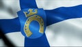 3D Waving Finland City Flag of Espoo Closeup View