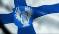 3D Waving Finland City Flag of Jarvenpaa Closeup View