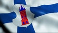 3D Waving Finland City Flag of Tornio Closeup View
