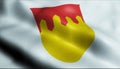 3D Waving Finland Region Flag of Pirkanmaa Closeup View