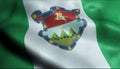 3D Waving Guatemala City Flag of Antigua Guatemala Closeup View