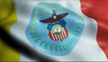 3D Waving Flag of Columbus City Closeup View