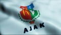 3D Render Waving Hungary City Flag of Acs Closeup View