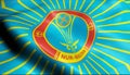 3D Waving Kazakhstan City Flag of Nur Sultan Closeup View