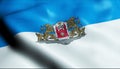 3D Render Waving Latvia City Flag of Rezekne Royalty Free Stock Photo
