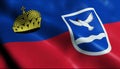 3D Waving Liechtenstein City Flag of Eschen Closeup View