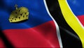 3D Waving Liechtenstein City Flag of Mauren Closeup View