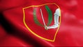 3D Waving Malta city Flag of Birgu Closeup View