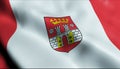 3D Waving Poland City Flag of Bedzin Closeup View
