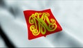 3D Waving Poland City Flag of Konskie Closeup View Royalty Free Stock Photo