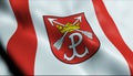 3D Waving Poland City Flag of Lomianki Closeup View