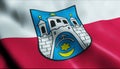 3D Waving Poland City Flag of Ostrowiec Swietokrzyski Closeup View Royalty Free Stock Photo