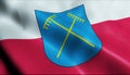 3D Waving Poland City Flag of Rydultowy Closeup View Royalty Free Stock Photo