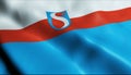 3D Waving Poland City Flag of Swidnik_ Closeup View