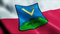 3D Waving Poland City Flag of Wisla Closeup View