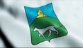 3D Render Waving San Marino City Flag of Domagnano Closeup View