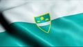 3D Render Waving Slovenia City Flag of Visnja Gora