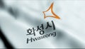 3D Render Waving South Korea City Flag of Iksan