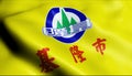 3D Render Waving Taiwan City Flag of Keelung Closeup View