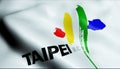 3D Render Waving Taiwan City Flag of Taipei Closeup View