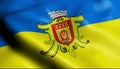 3D Waving Ukraine City Flag of Chernivtsi Closeup View