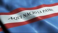 3D Waving Uruguay Department Flag of Soriano Closeup View