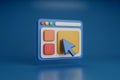 3D Illustration of a Web Browser Window with a Cursor Icon Royalty Free Stock Photo