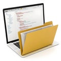 3D Web Coding with Folder Isolated on White Background