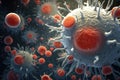 3d illustration of white blood cells surrounding bacteria Royalty Free Stock Photo