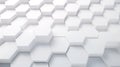 3D illustration white geometric hexagon abstract background. Surface hexagon pattern, hexagonal honeycomb. Generative AI Royalty Free Stock Photo