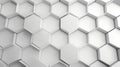 3D illustration white geometric hexagon abstract background. Surface hexagon pattern, hexagonal honeycomb. Generative AI Royalty Free Stock Photo