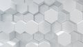 3D illustration white geometric hexagon abstract background. Surface hexagon pattern, hexagonal honeycomb. Royalty Free Stock Photo