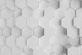 3D illustration white geometric hexagonal abstract background. Surface hexagon pattern, hexagonal honeycomb. Royalty Free Stock Photo