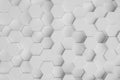 3D illustration white geometric hexagonal abstract background. Surface hexagon pattern, hexagonal honeycomb. Royalty Free Stock Photo