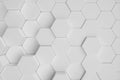 3D illustration white geometric hexagonal abstract background. surface hexagon pattern, hexagonal honeycomb. Royalty Free Stock Photo