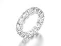 3D illustration white gold or silver diamond eternity ring Royalty Free Stock Photo