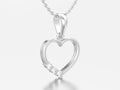 3D illustration white gold or silver diamond heart necklace on c Royalty Free Stock Photo